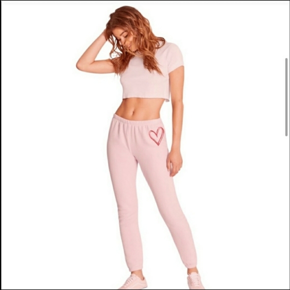 NWT Wildfox Stretchy Heart Knox Jogger Sweatpants - Picture 1 of 9